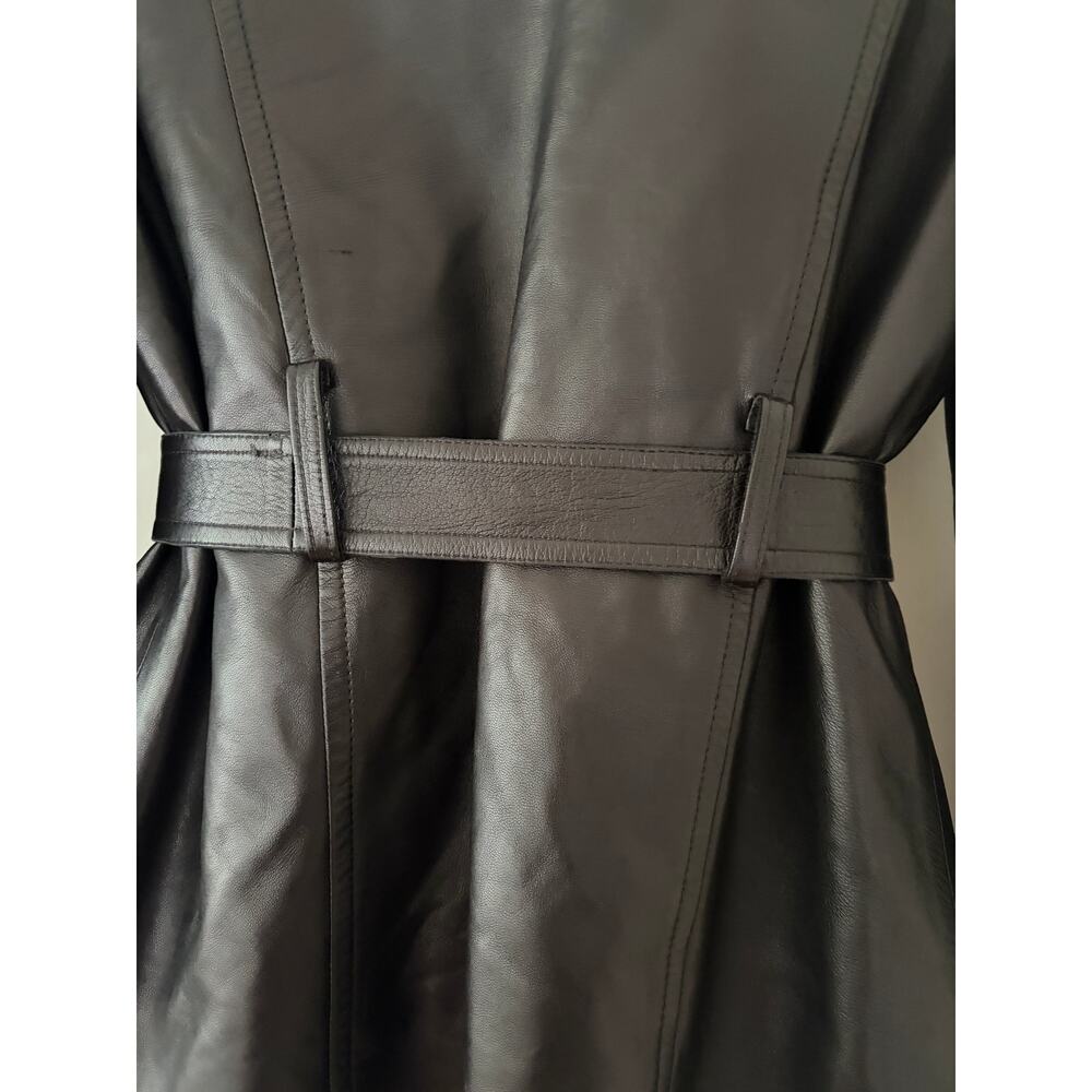 Pacha Boutique Leather Jacket Belted Black Size Small - Picture 9 of 11